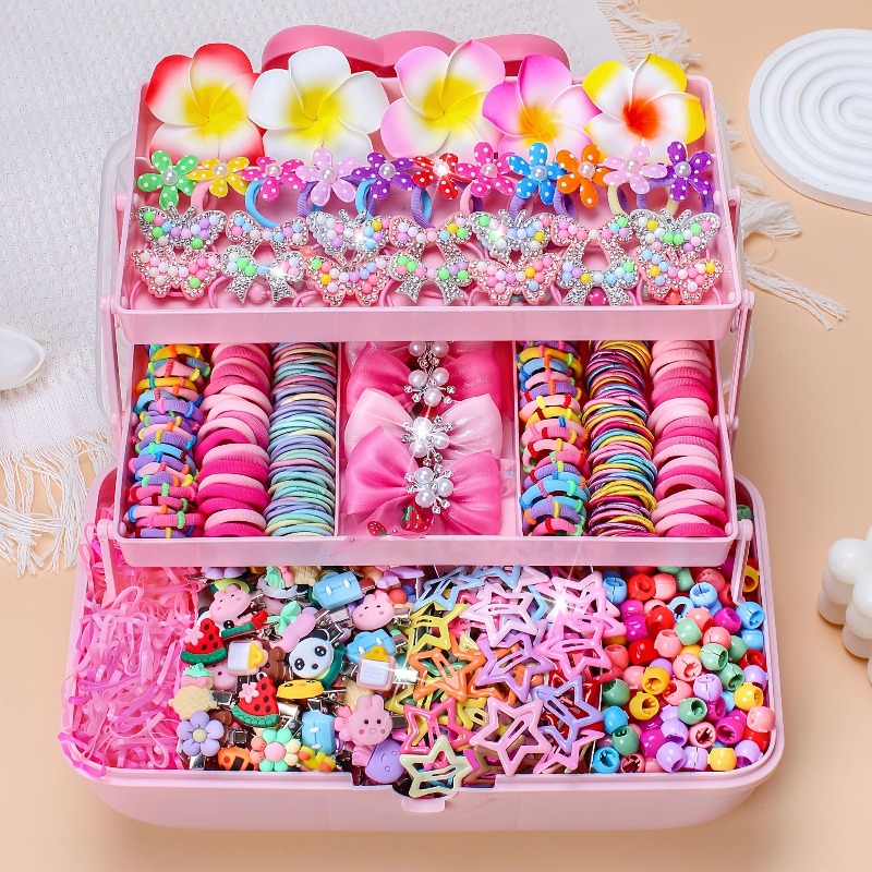 Travel Accessories For 10 Year Old Girl - ชุดอุปกรณ์เสริมผมแบบยืดหยุ่นสูง 546 ชิ้น ไม่ทำร้ายเส้นผม หลากสีสัน ยางรัดผม