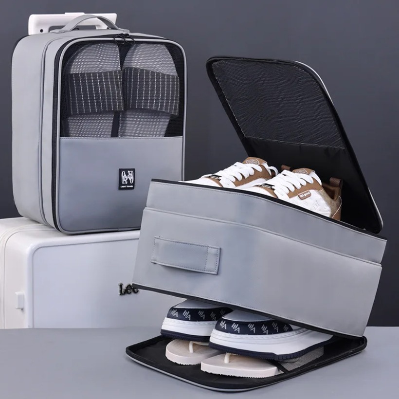 Shoe Bag Travel - ถุงเก็บรองเท้าแบบแขวนสำหรับใช้ในบ้าน ห้องนั่งเล่น ช่องเก็บของหลายช่อง ป้องกันกลิ่น สำหรับรองเท้าและรองเท้าแตะ