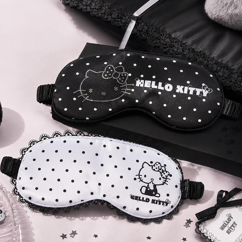 Travel Accessories Comfort - หน้ากากปิดตาเฮลโล คิตตี้ น่ารัก นุ่มสบาย แต่งขอบลูกไม้ ปิดแสงได้สนิท