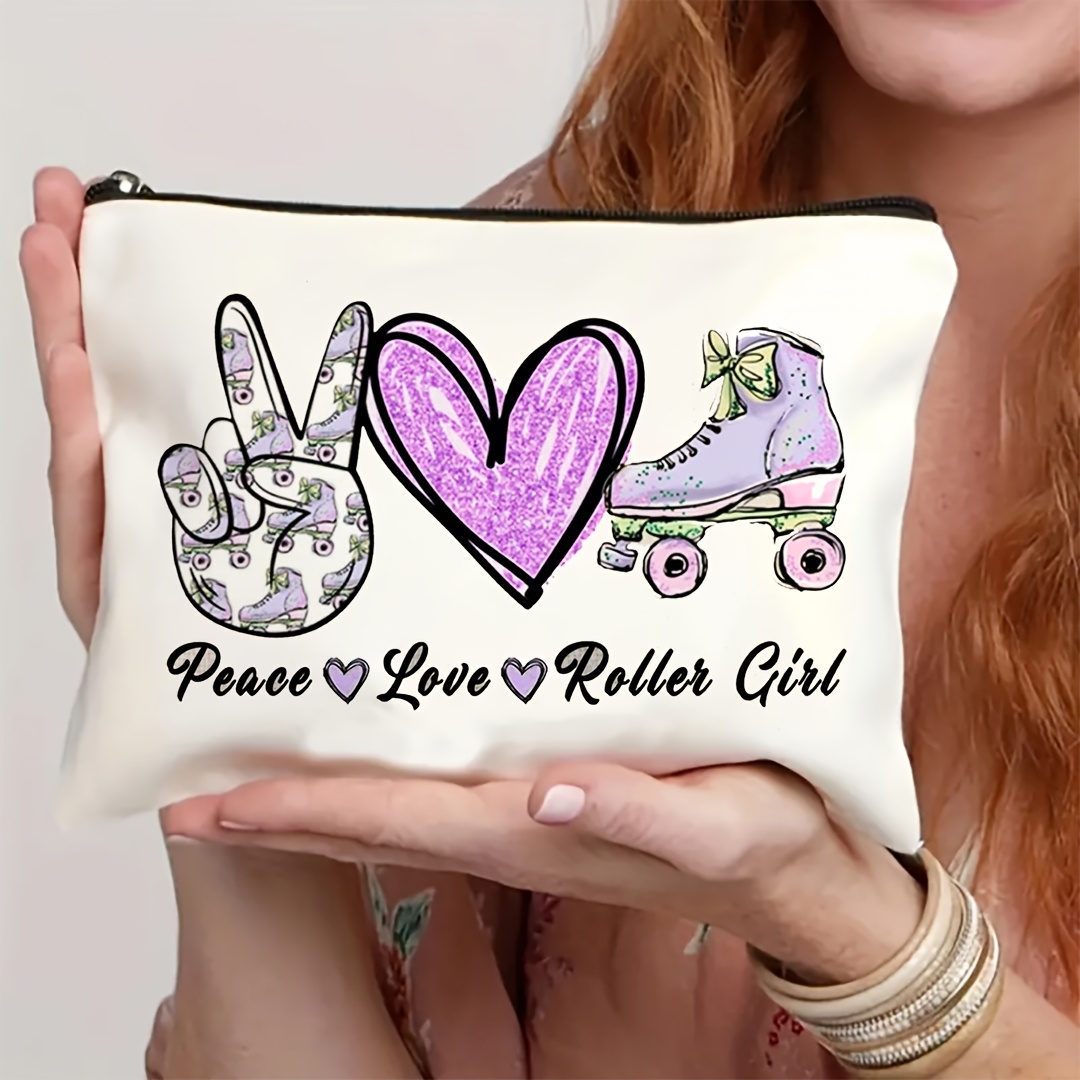 Travel Accessories Toiletries - 1 ชิ้น กระเป๋าแต่งหน้าสำหรับเดินทางอเนกประสงค์ ลาย Peace, Love