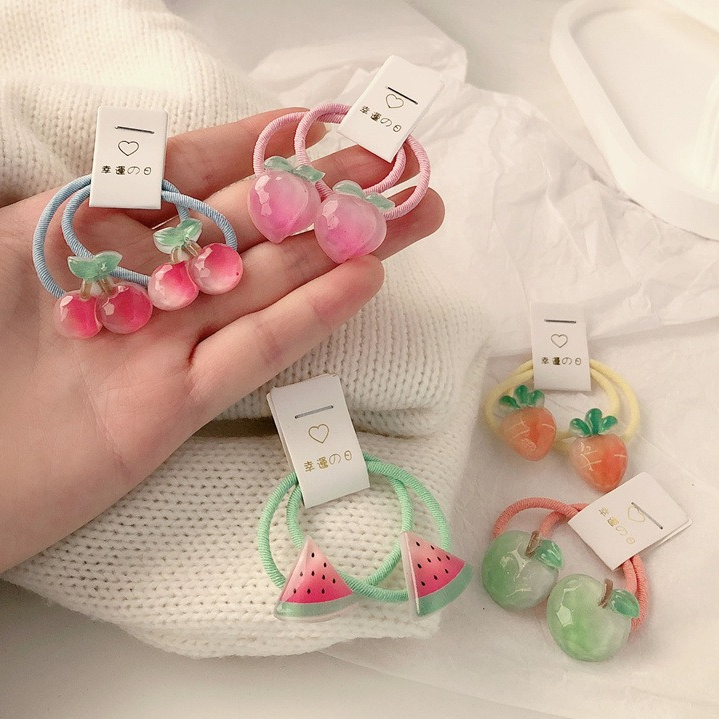 Travel Accessories For 10 Year Old Girl - ยางมัดผมรูปแครอทสำหรับเด็ก 5 คู่ ยางรัดผมแบบไม่ลื่นสำหรับเด็กผู้หญิง เครื่องประดับผมผลไม้เนื้อนุ่มสำหรับเด็กเล็ก