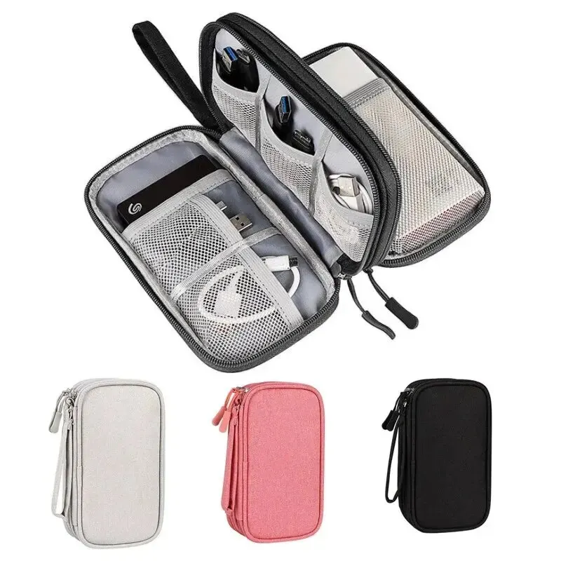 Cable Organizer Travel - 1 ชิ้น สีเทา/สีดำ/สีชมพู/สีกรมท่าใหม่กระเป๋าจัดระเบียบสำหรับเดินทาง กระเป๋าจัดเก็บสายเคเบิล กระเป๋าพกพา กระเป๋าเก็บของแบบพกพา