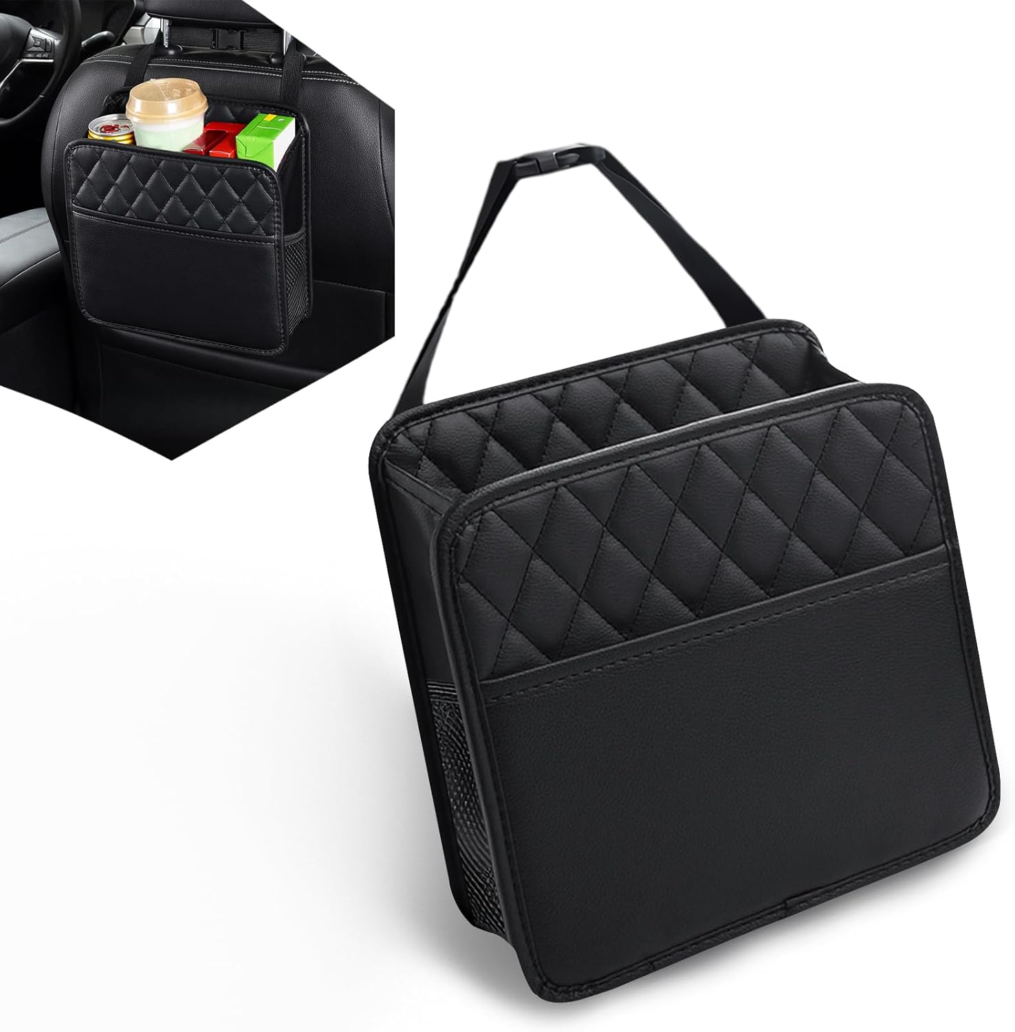 Travel Accessories In Car - กระเป๋าเก็บของแขวนหลังเบาะรถยนต์ วัสดุหนัง PU อเนกประสงค์ สำหรับเดินทาง อุปกรณ์เสริมสำหรับรถยนต์