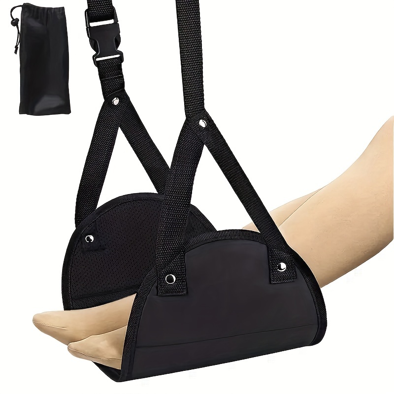 Travel Accessories Comfort - เปลญวนสำหรับวางเท้าบนเครื่องบินที่สะดวกสบาย ผลิตจากผ้าอ็อกซ์ฟอร์ดคุณภาพสูง พกพาสะดวก ปรับความสูงได้