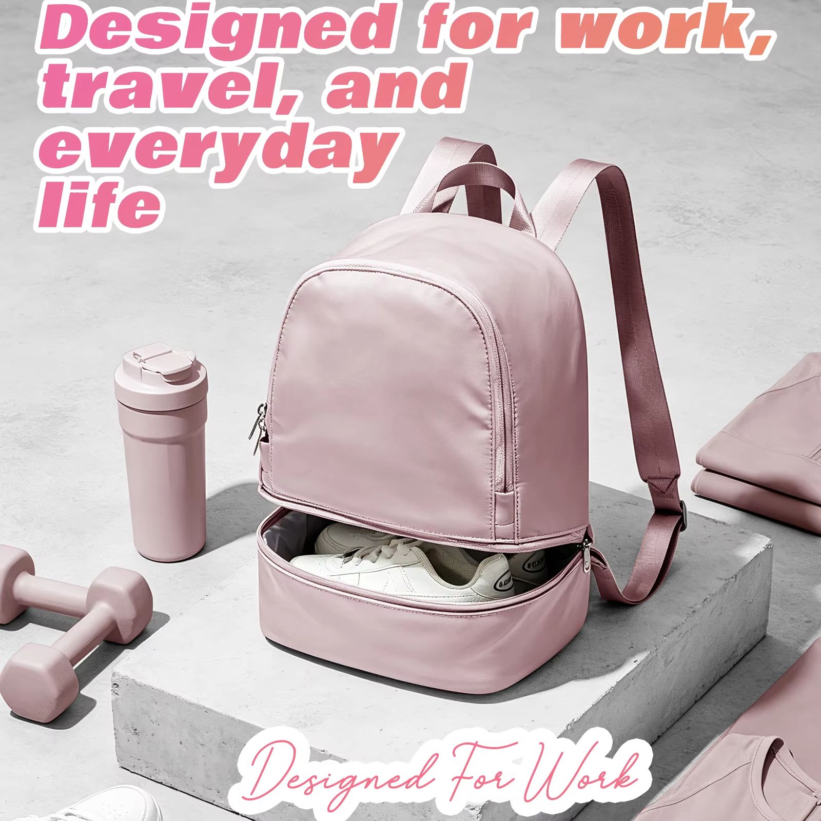 Shoe Bag Travel - กระเป๋าสำหรับผู้หญิง, กระเป๋าเป้สะพายหลังกีฬาขนาดเล็กพร้อมช่องใส่รองเท้า, กระเป๋าเป้สะพายหลังสำหรับเดินทาง, กระเป๋าเป้สะพายหลังกันน้ำสำหรับออกกำลังกายสำหรับผู้หญิง, กระเป๋าเดินทาง