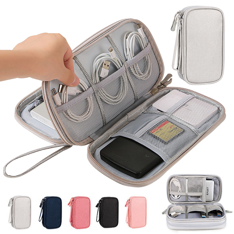 Cable Organizer Travel - กระเป๋าเก็บของดิจิทัลแบบพกพาหลากสี - กระเป๋าจัดระเบียบสายอิเล็กทรอนิกส์สำหรับที่ชาร์จ สาย USB พาวเวอร์แบงค์