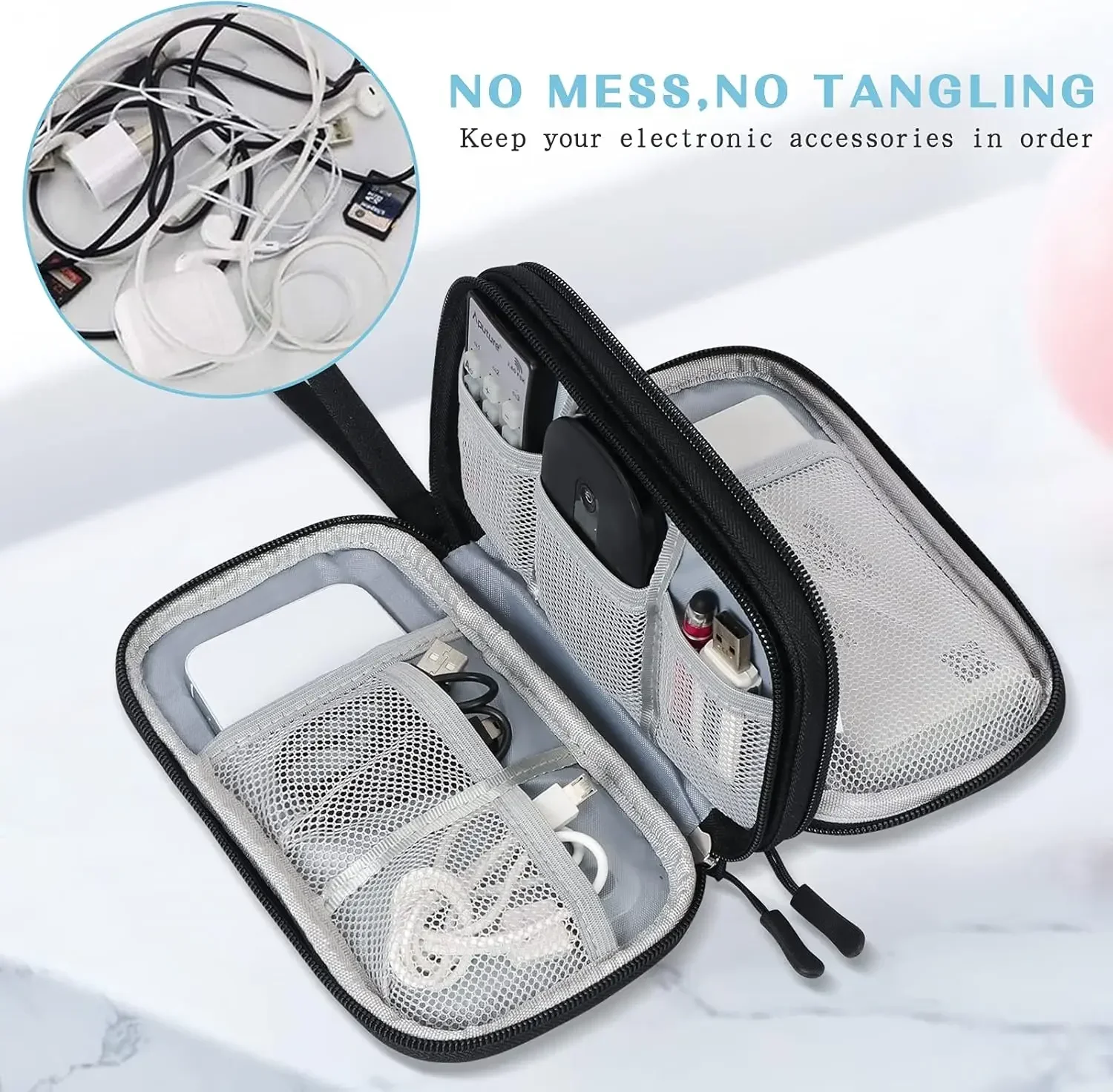 กระเป๋าเก็บสายชาร์จแบบพกพา กระ - Cable Organizer Travel บทวิจารณ์และราคา